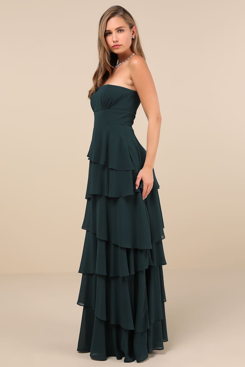 Emerald Tiered Maxi Dress - Strapless Maxi Dress - Black Gown - Lulus