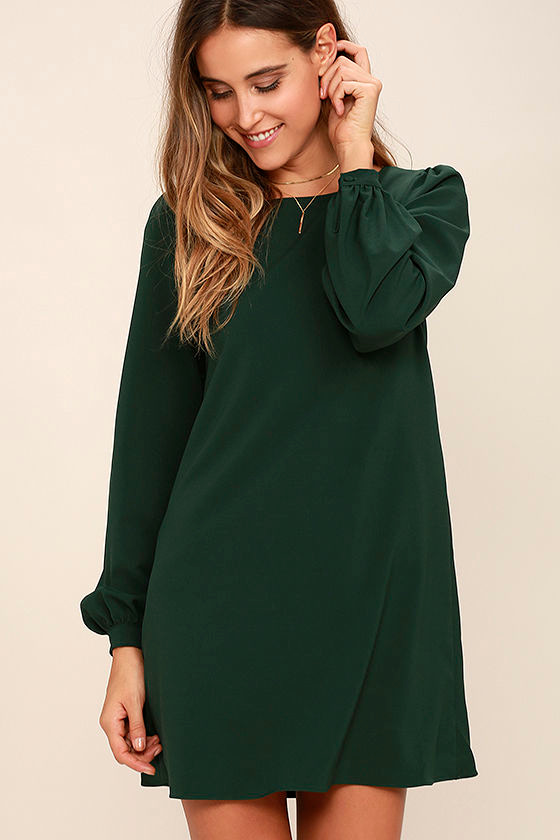 dark green shift dress