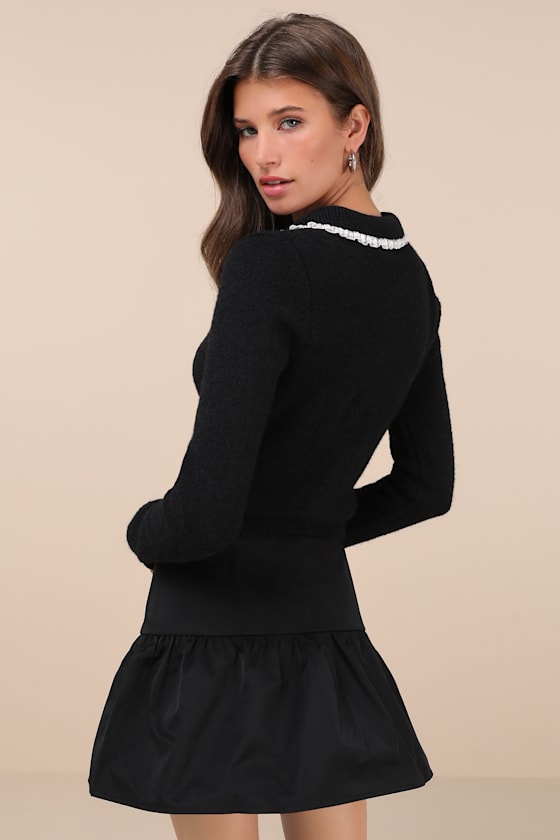 Motel Rantifu Black Button-front Mini Skirt In Black