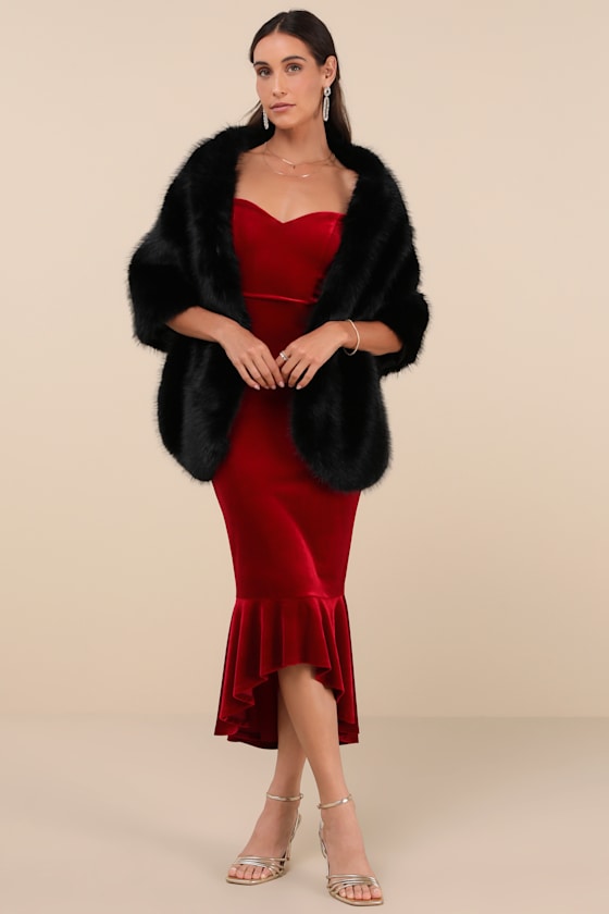 Upscale Approach Black Faux Fur Stole 5