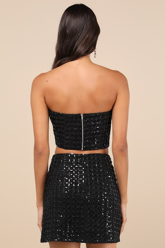 Sequin Bead Short Top & Skirt Set main image 0
