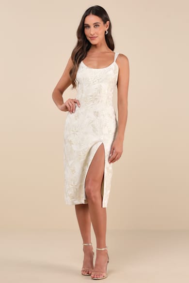high low wrap dress Women's Beige Boho Embroidered Wrap Dress