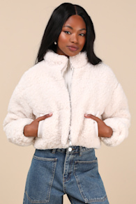 Clermont Ivory Shearling Cropped Jacket 2