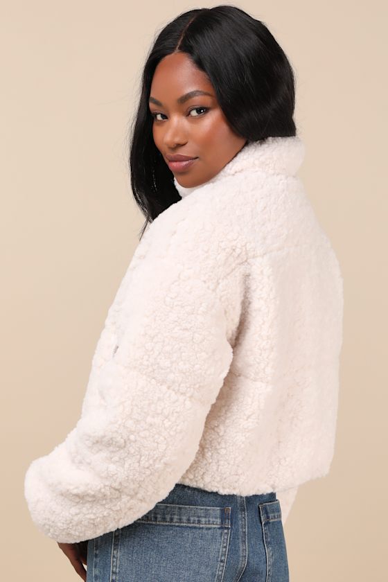 The Frolic Clermont Ivory Shearling Cropped Jacket In Ivory
