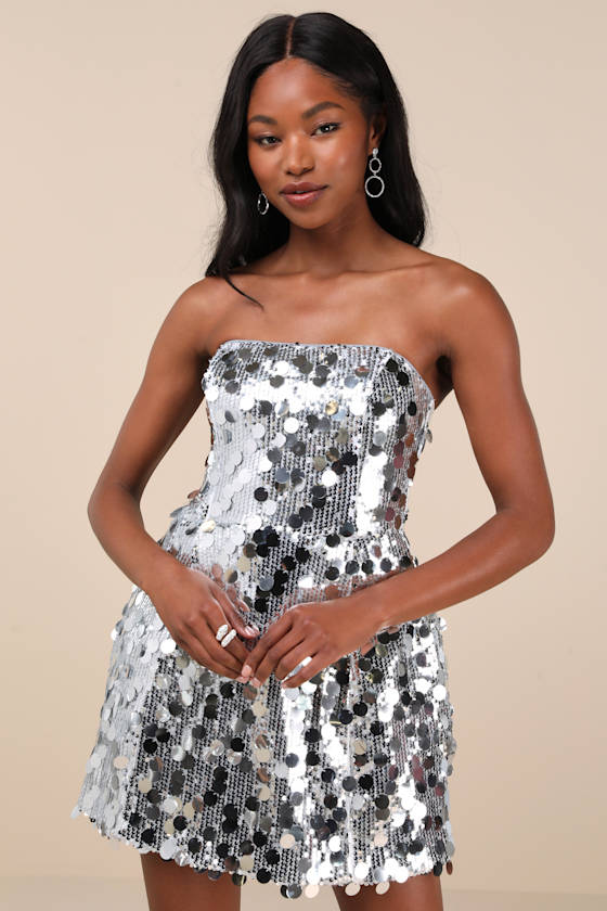 Darcle Silver Sequin Mini Dress 1