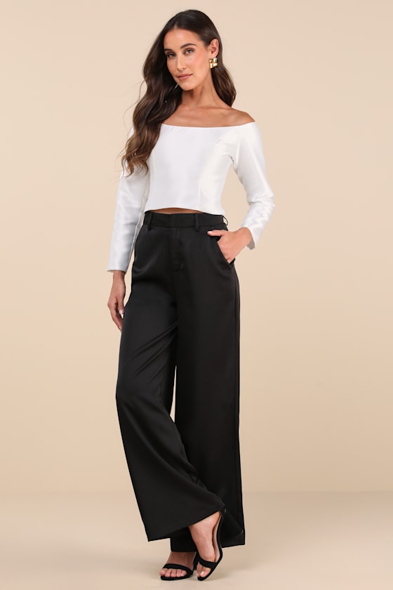 LULUS WHIMSICALLY ALLURING WHITE OFF-THE-SHOULDER CROP TOP