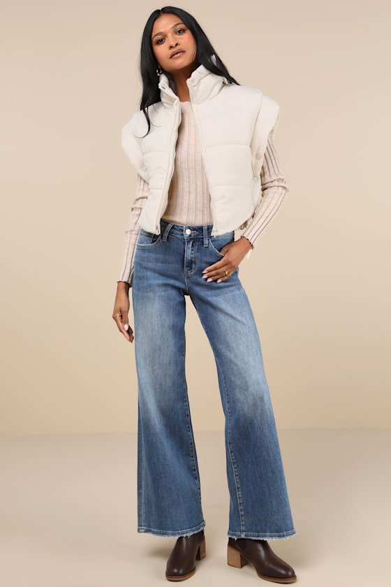 Lulus Wintertime Crush Ivory Quilted Cropped Side-tie Puffer Vest In Ivory