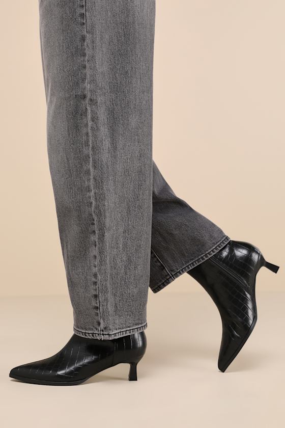 Womens black kitten heel ankle boots hotsell
