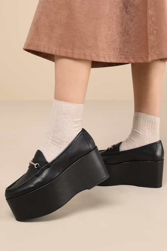 Steve Madden Maureen - Black Horsebit Loafers - Flatform