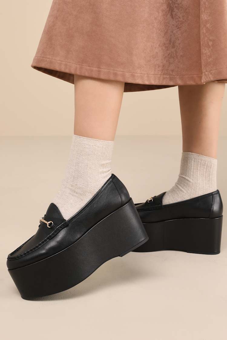 Steve Madden Maureen - Black Horsebit Loafers - Flatform  display picture 1