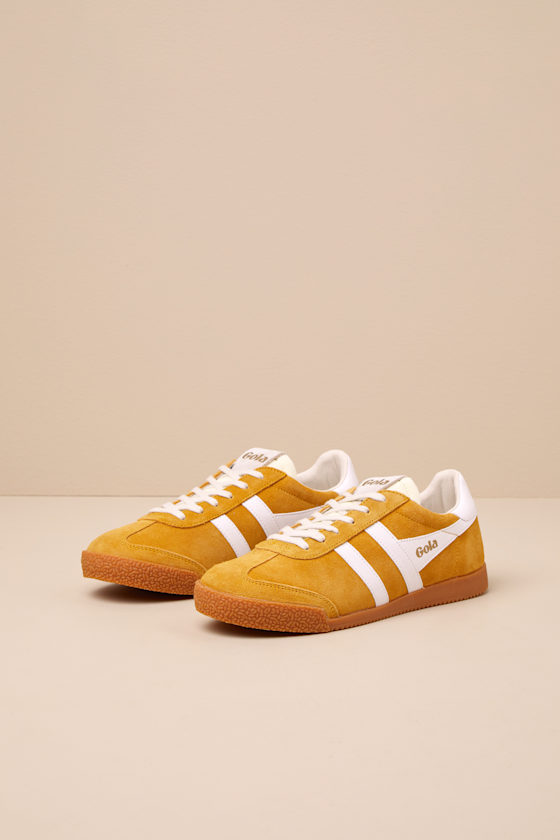GOLA ELAN SUN AND WHITE COLOR BLOCK SUEDE LEATHER SNEAKERS