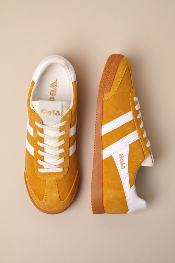 GOLA ELAN SUN AND WHITE COLOR BLOCK SUEDE LEATHER SNEAKERS