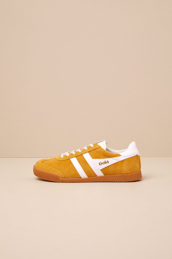 GOLA ELAN SUN AND WHITE COLOR BLOCK SUEDE LEATHER SNEAKERS