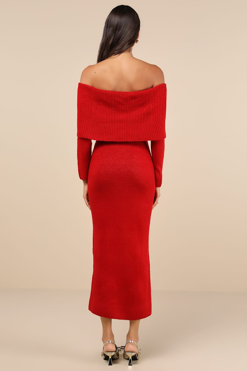 fitted lace wedding dress Wherever You Go Red Turtleneck Sweater Dress – Shop the Mint main image 1
