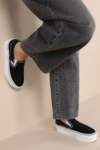 Classic Black Canvas Slip-On Stackform Sneakers
