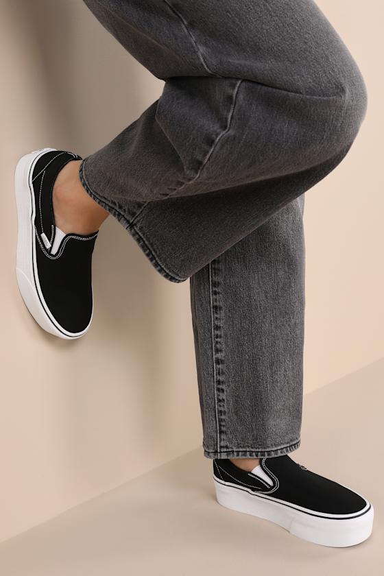 Classic Black Canvas Slip-On Stackform Sneakers