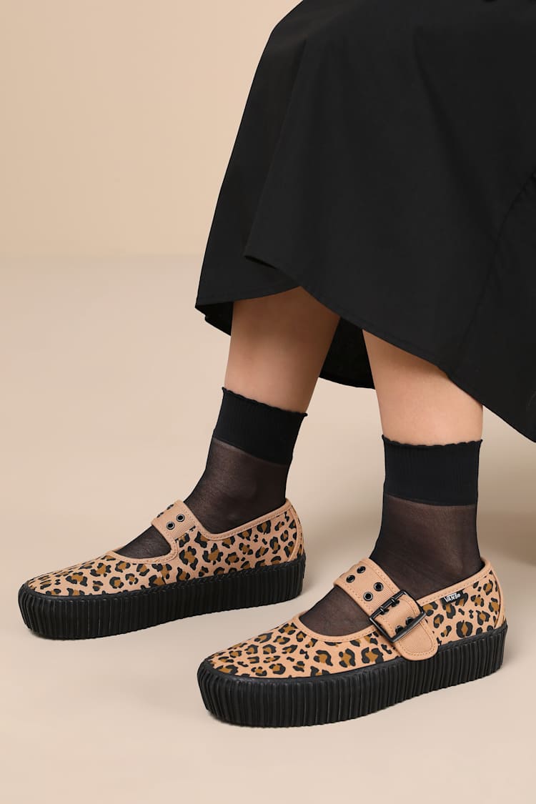 Vans Mary Jane Creeper - Tan Leopard Flats - Mary Jane Flats  display picture 1