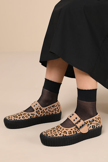 Mary Jane Creeper Grunge Core Leopard Flatforms