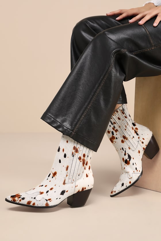 Collins White Multi Speckle Calf Hair Leather Ankle Boots 5