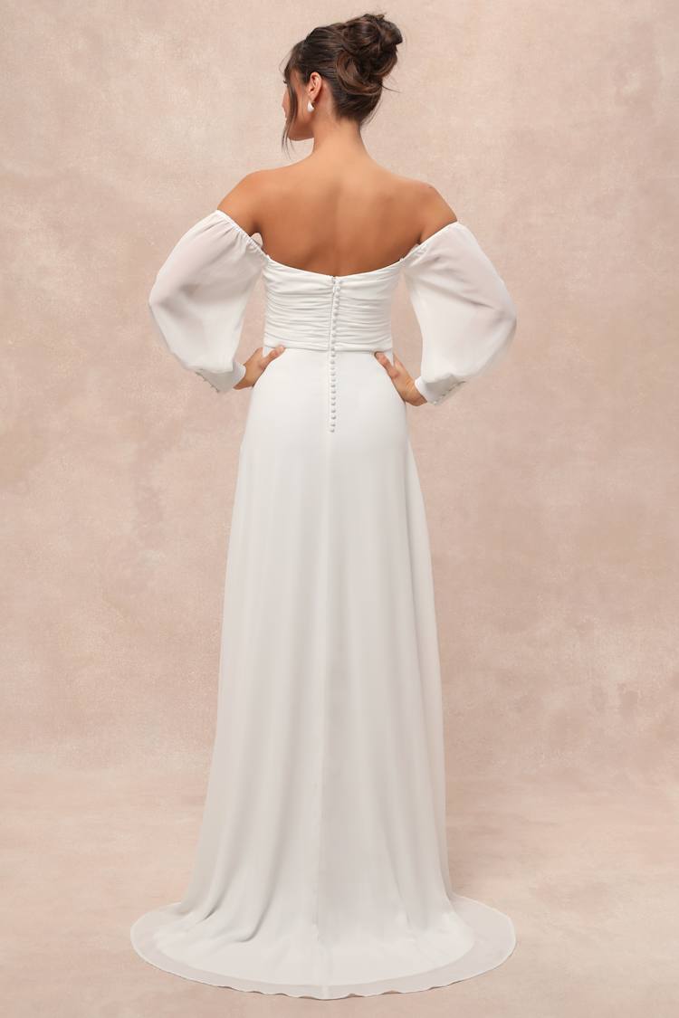 Adorna White Off-the-Shoulder Maxi Dress