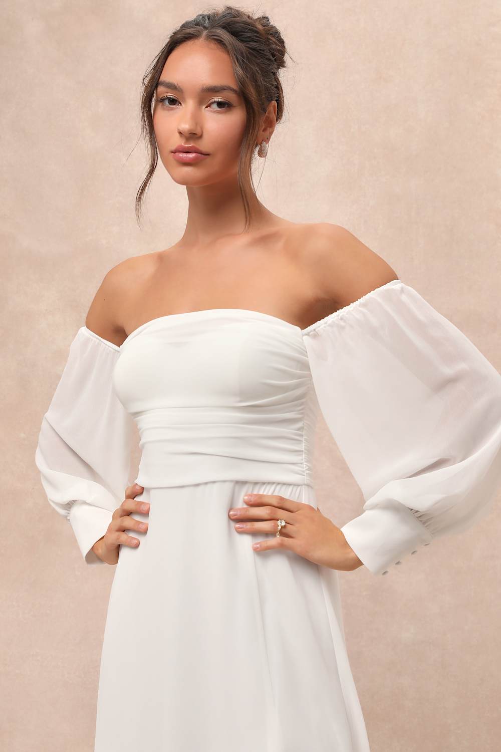 Adorna White Off-the-Shoulder Maxi Dress