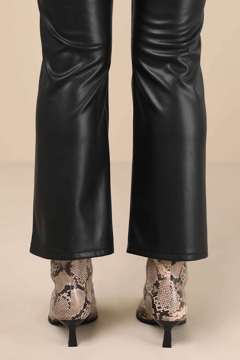 Portwood Brown Snake Kitten Heel Ankle Booties