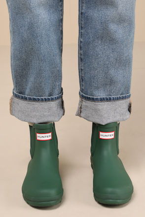 Hunter Original Chelsea - Hunter Green Rain Boots - Rain Boots - Lulus Hunter Original Chelsea - Hunter Green Rain Boots - Rain Boots - Lulus