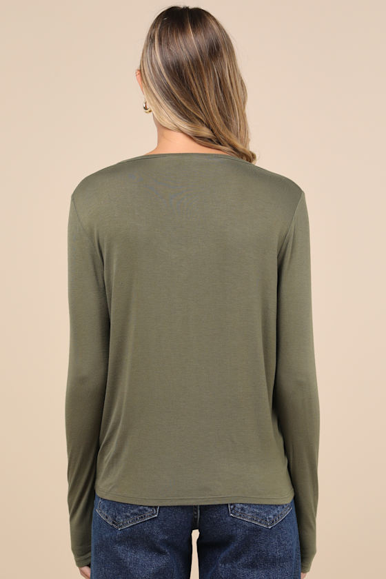 Versatile Intention Olive Green Long Sleeve Top 2