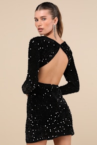 Marvelous Radiance Black Sequin Cutout Long Sleeve Mini Dress 2