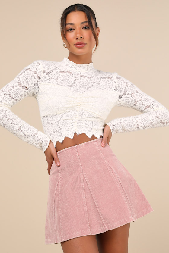Cutest Expectation Washed Mauve Pink Corduroy Mini Skirt 1
