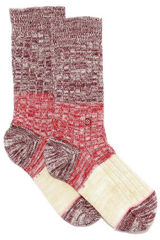 Stance Winter Camp Socks Burgundy Socks Marl Knit Socks 14.00 Lulus