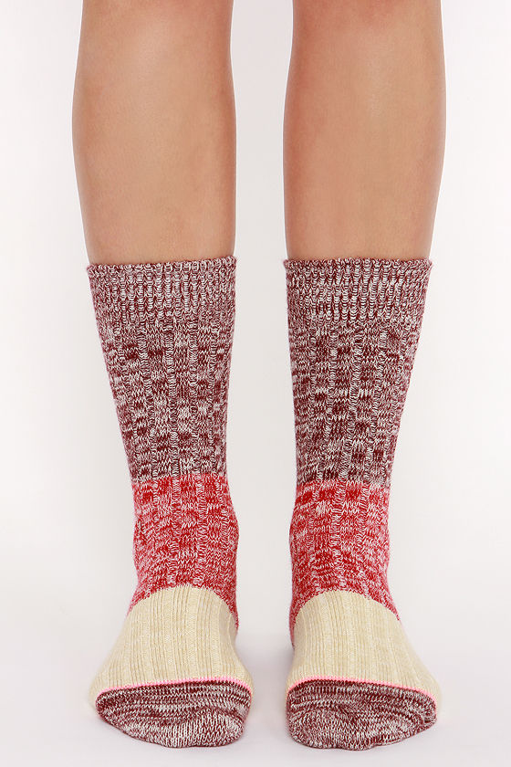 Stance Winter Camp Socks Burgundy Socks Marl Knit Socks 14.00