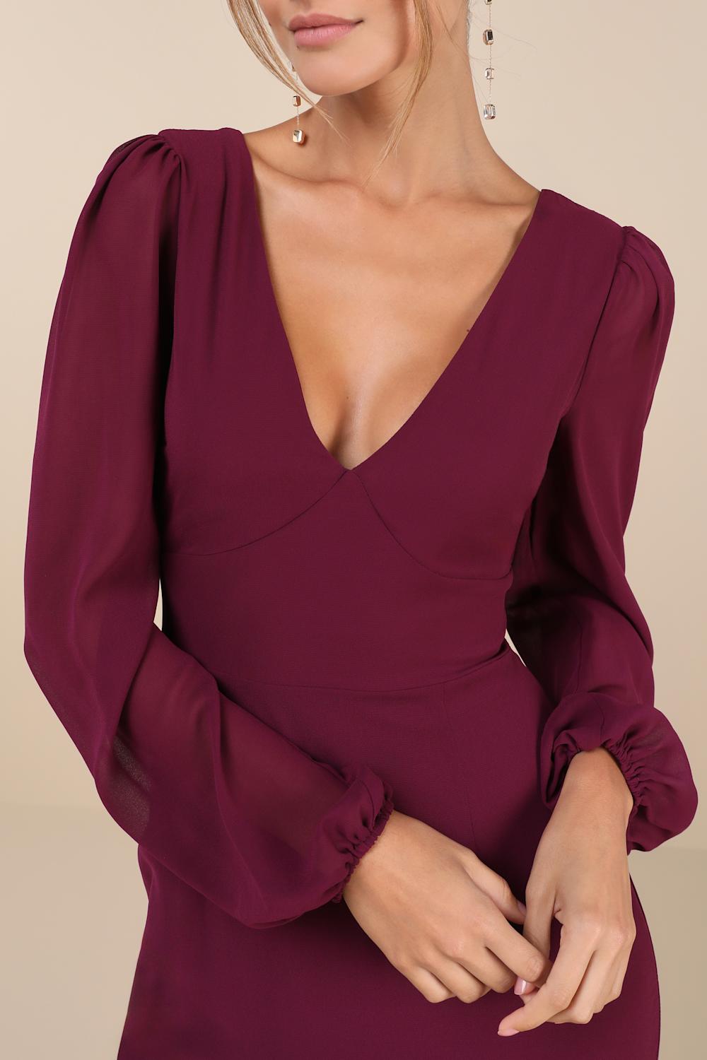 Tier Elegance Plum Purple Long Sleeve Tiered Maxi Dress