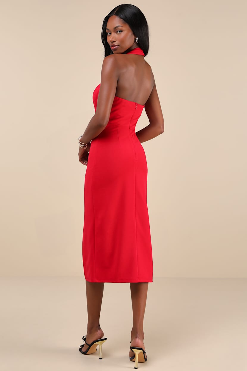 red satin bustier lace insert midi dress Scallop Lace Insert Velvet Column Gown Navy – Roland Mouret main image 0