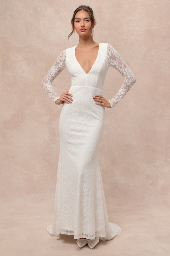 Lulus Emmersyn White Lace Backless Maxi Dress In White