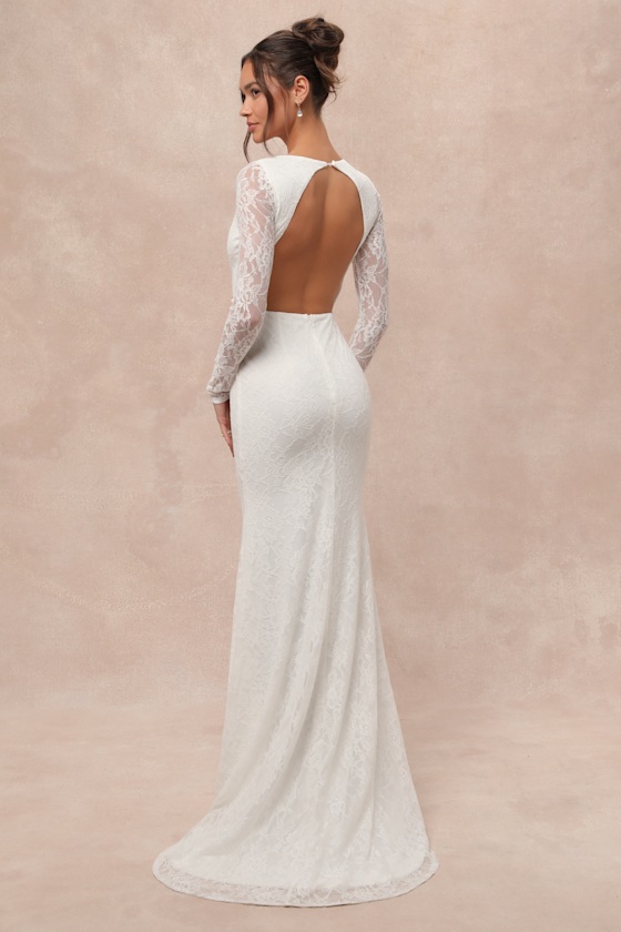 Emmersyn White Lace Backless Maxi Dress 3