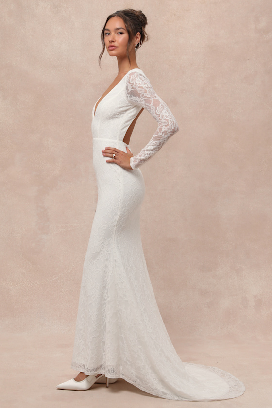 Lulus Emmersyn White Lace Backless Maxi Dress In White