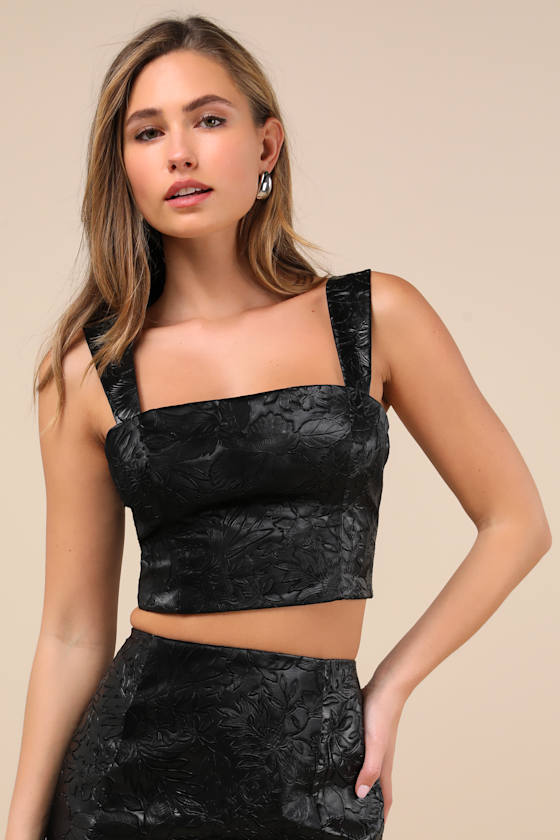 Elaborate Chicness Black Embossed Lace-Up Top 2