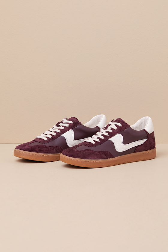 Notice Cranberry Suede Leather Color Block Sneakers 1