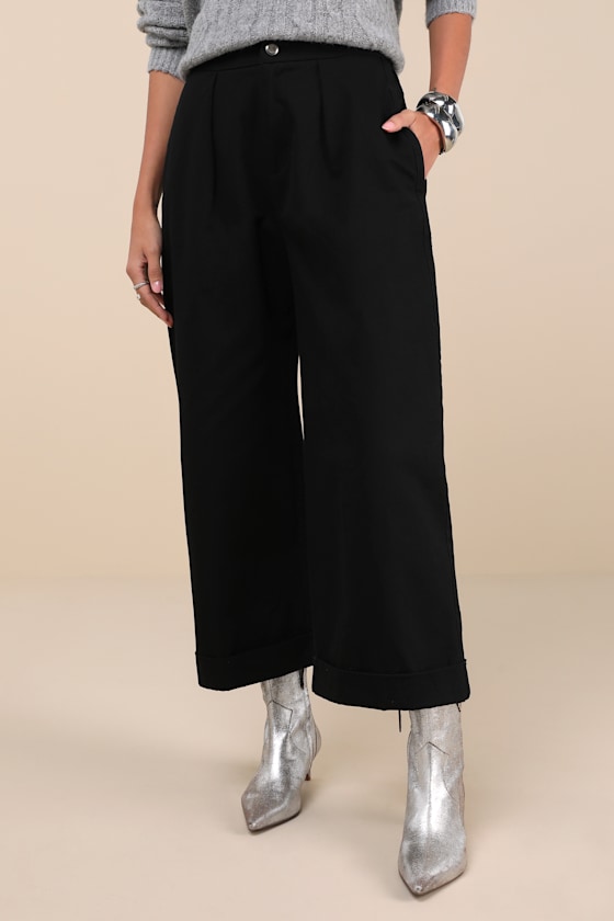 Black Relaxed Cuffed Pants main image 0