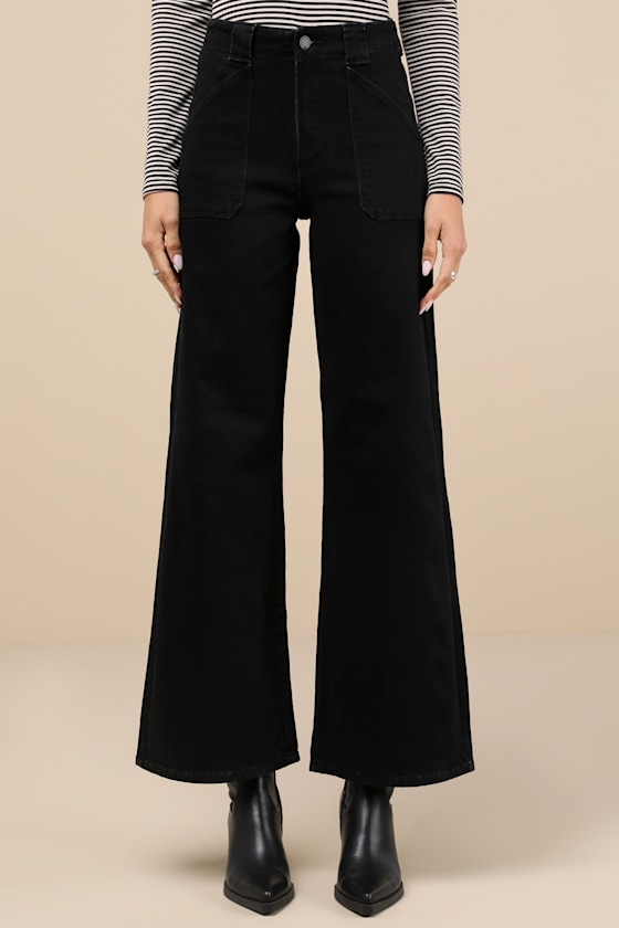 Jbd Trending Staple Black High-rise Flare Jeans In Black