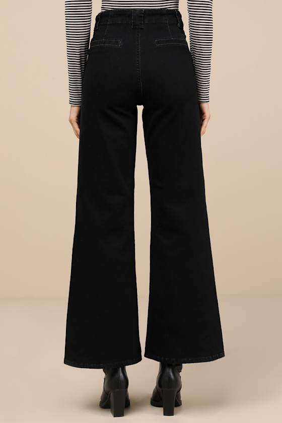 Jbd Trending Staple Black High-rise Flare Jeans In Black
