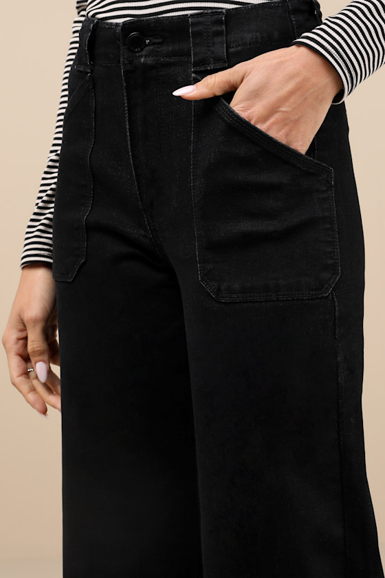 Jbd Trending Staple Black High-rise Flare Jeans In Black