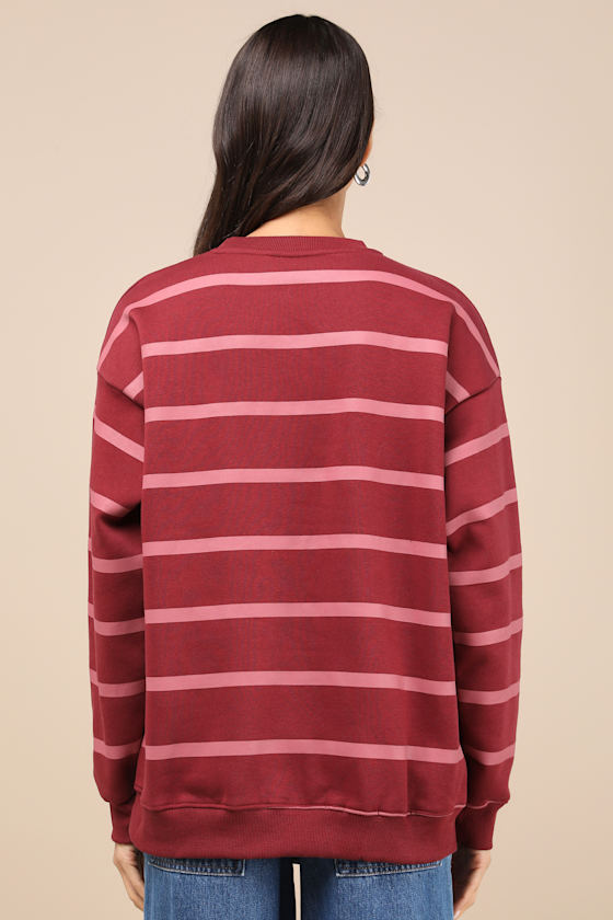 Los Angeles Red Striped Oversized Sweatshirt 1