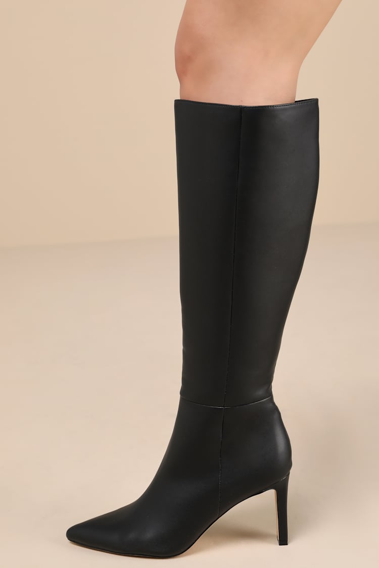 Elander Black Pointed-Toe Over-the-Knee Boots