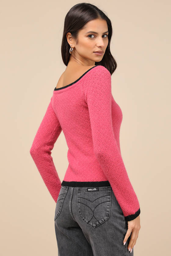 Shop Daisy Street Rosy Posy Pink Off-the-shoulder Sweater Top