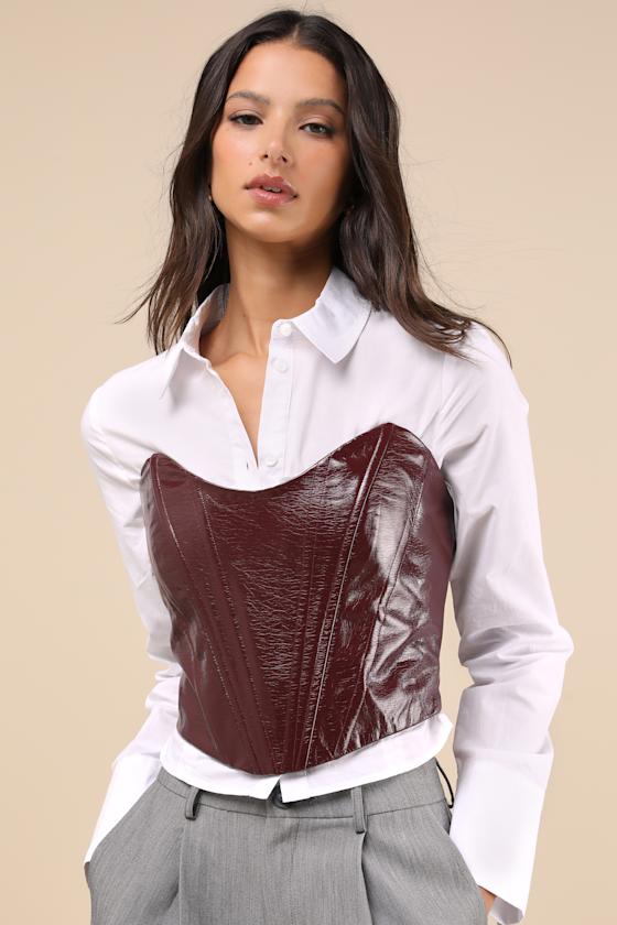 leather look bustier top