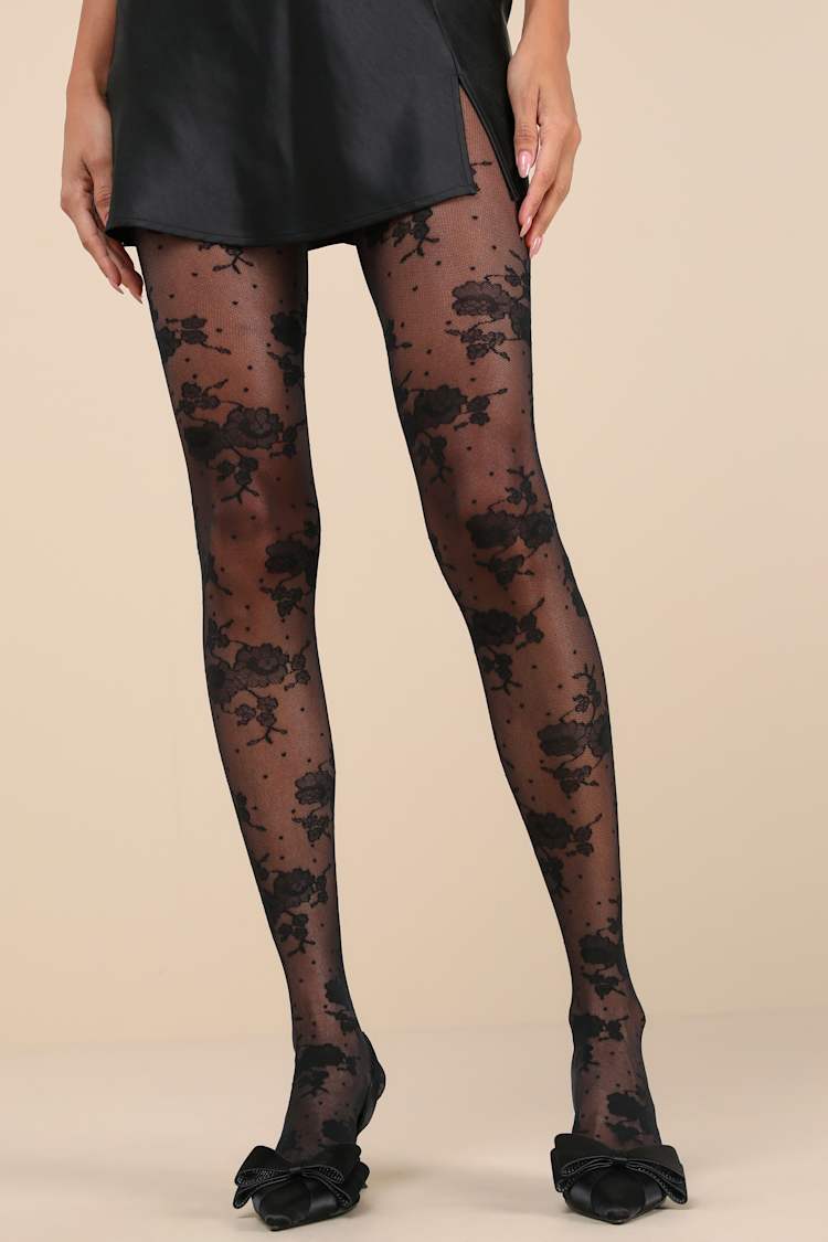 Sheer Patterned Leggings L'Eggs 360 Contour Tights Black Tights