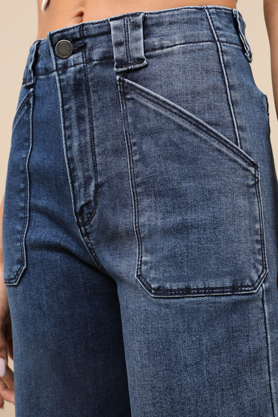 JBD TRENDING STAPLE DARK WASH HIGH-RISE FLARE JEANS