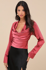 Luxury Sweetness Dark Rose Pink Satin Backless Top 2